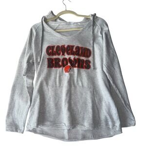 Cleveland Browns Hoodie Women's Gray Pullover Long Sleeve NFL Football